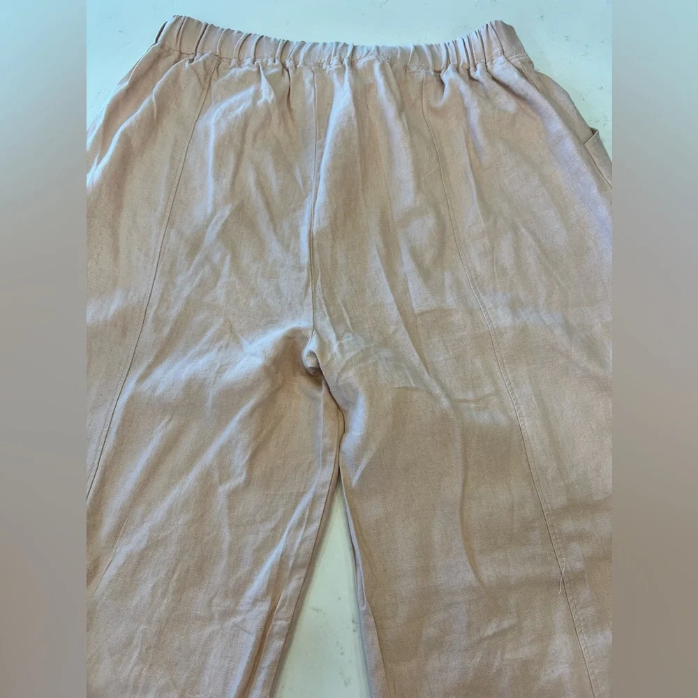 Zenana Pink, Blush Linen Wide Leg Pants Size 1X